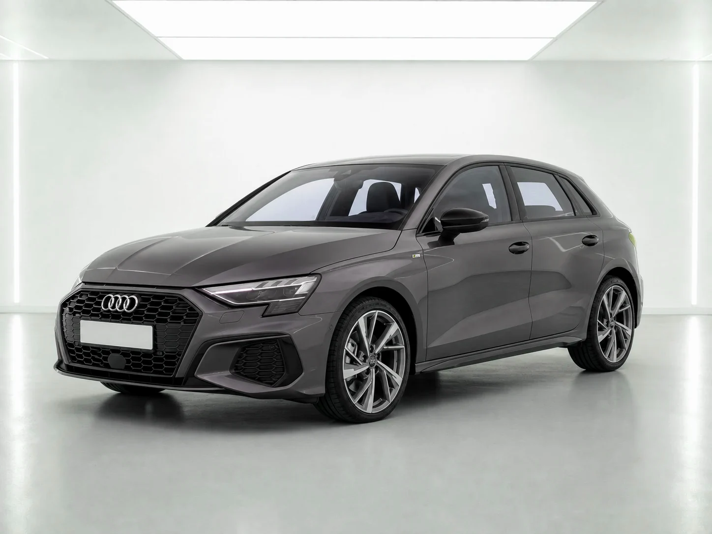 2026 Audi A3 Sportback S line 35 TFSI in a white LED showroom