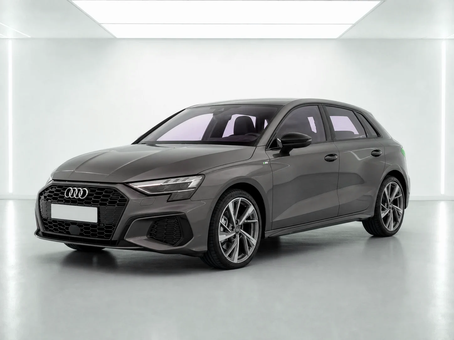 2026 Audi A3 Sportback S line 35 TFSI in a white LED showroom