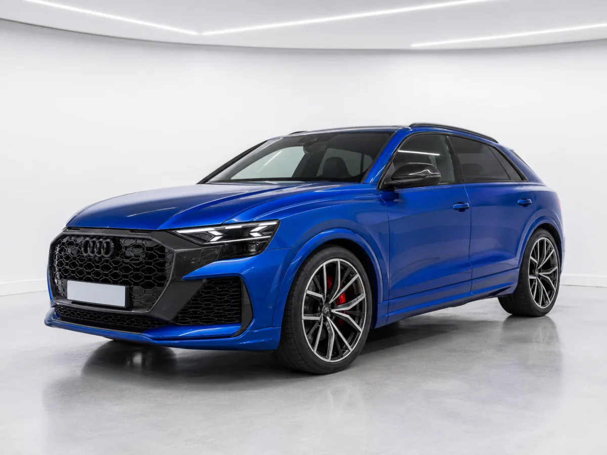 2026 Audi RS Q8 performance in a white LED showroom
