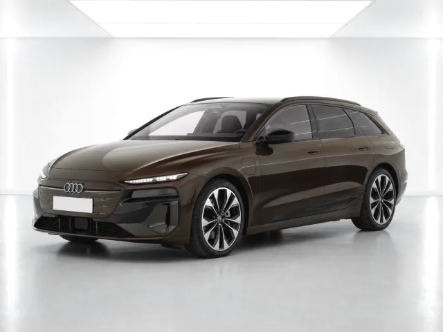 2026 Audi A6 Avant e-tron Performance S line photographed from the front-left in the K-CARS showroom