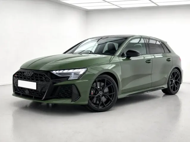 2026 Audi RS 3 Sportback S tronic photographed from the front-left in the K-CARS showroom