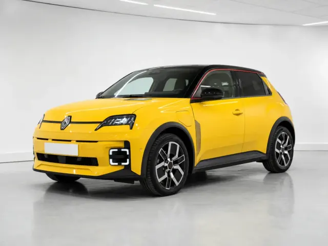 2026 Renault 5 E-Tech Iconic Five photographed from the front-left in the K-CARS showroom