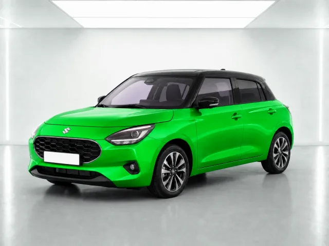 2026 Suzuki Swift Ultra Hybrid photographed from the front-left in the K-CARS showroom