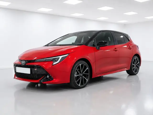 2026 Toyota Corolla Hatchback GR Sport Hybrid photographed from the front-left in the K-CARS showroom