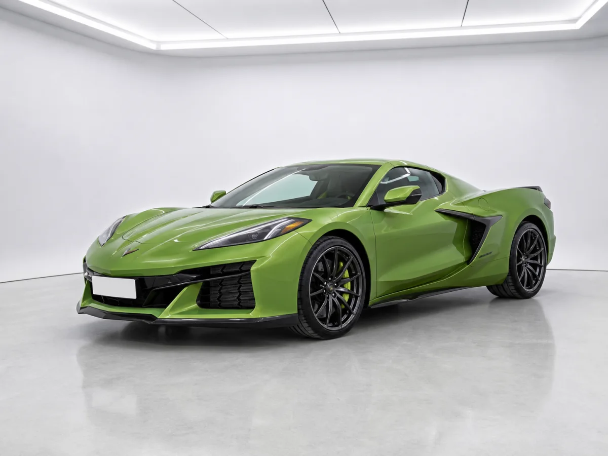 2025 Chevrolet Corvette E-Ray 3LZ in a white LED showroom