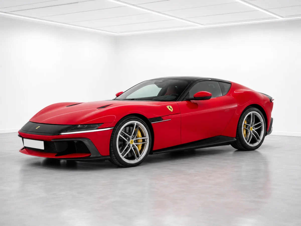 2026 Ferrari 12Cilindri Coupe in a white LED showroom