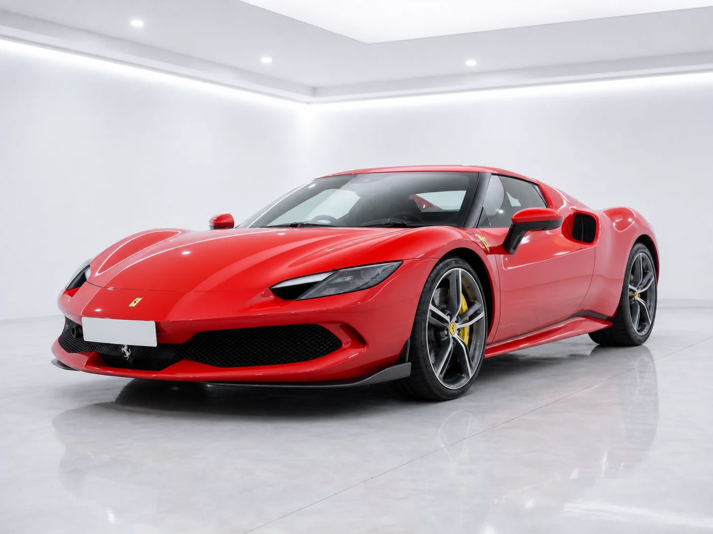 2026 Ferrari 296 GTB Assetto Fiorano in a white LED showroom
