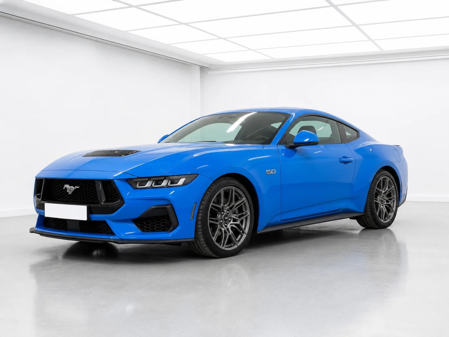 2026 Ford Mustang GT 10-speed in a white LED showroom