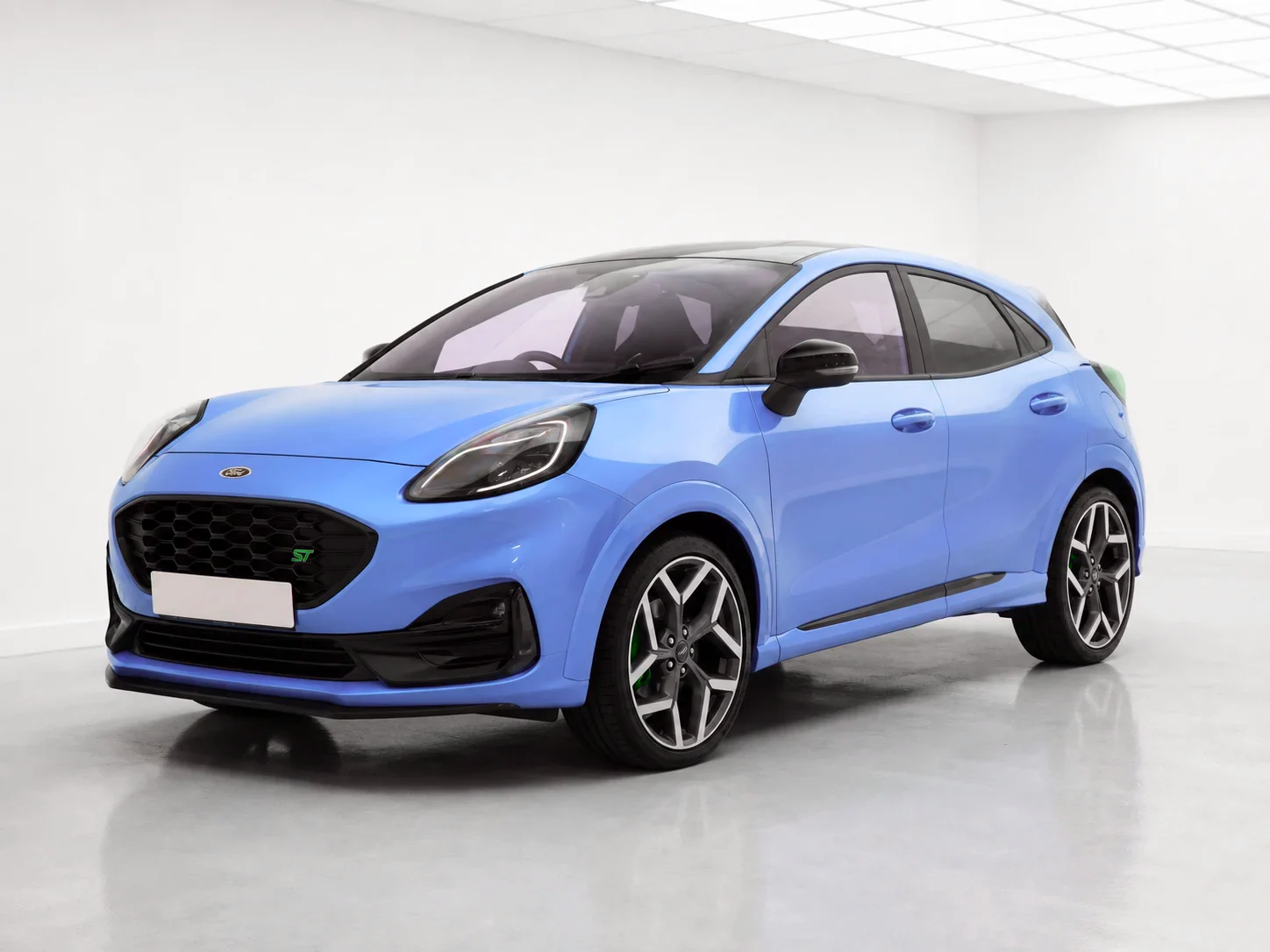 2026 Ford Puma ST Powershift in a white LED showroom