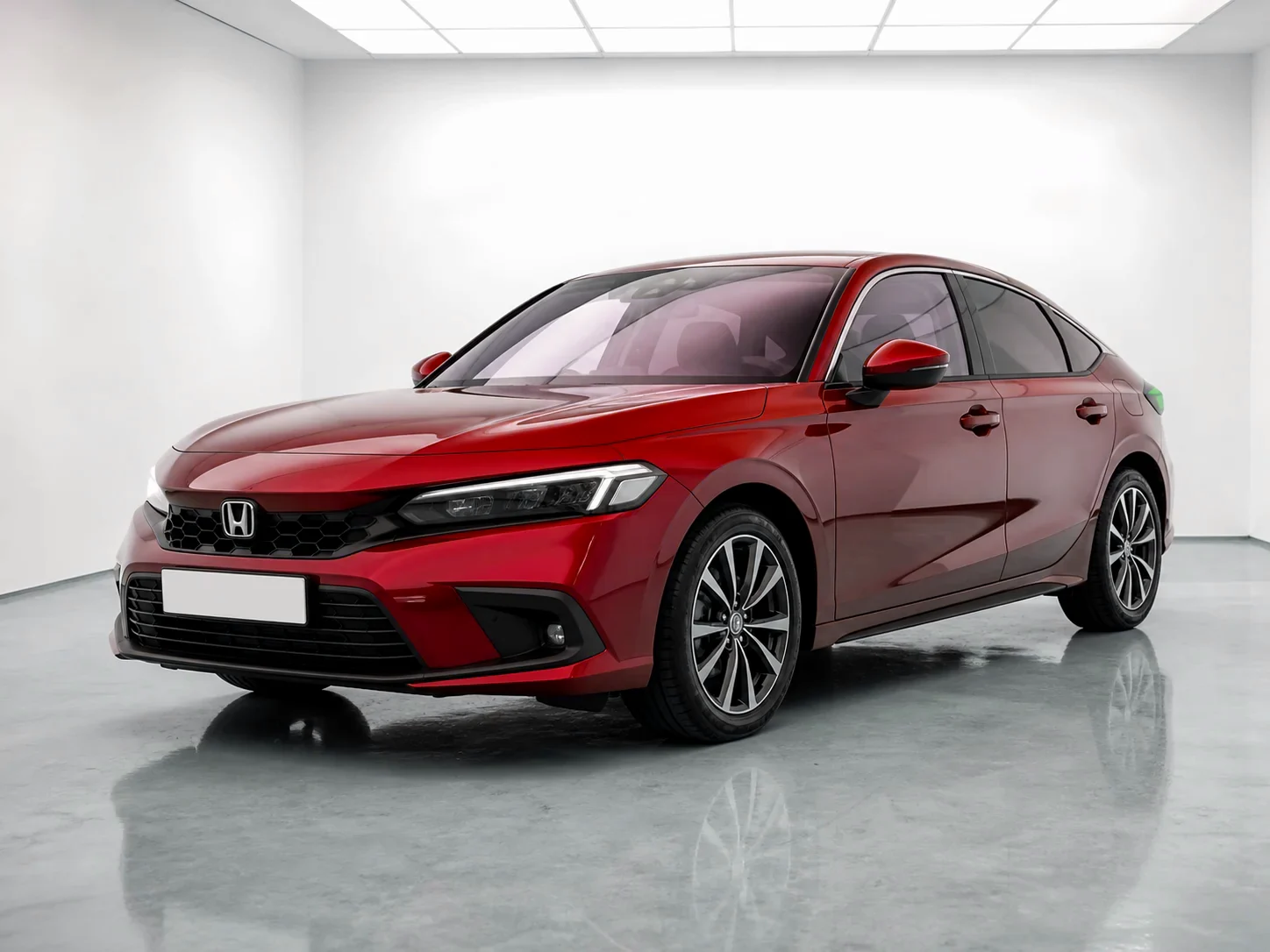 2026 Honda Civic e:HEV Advance in a white LED showroom