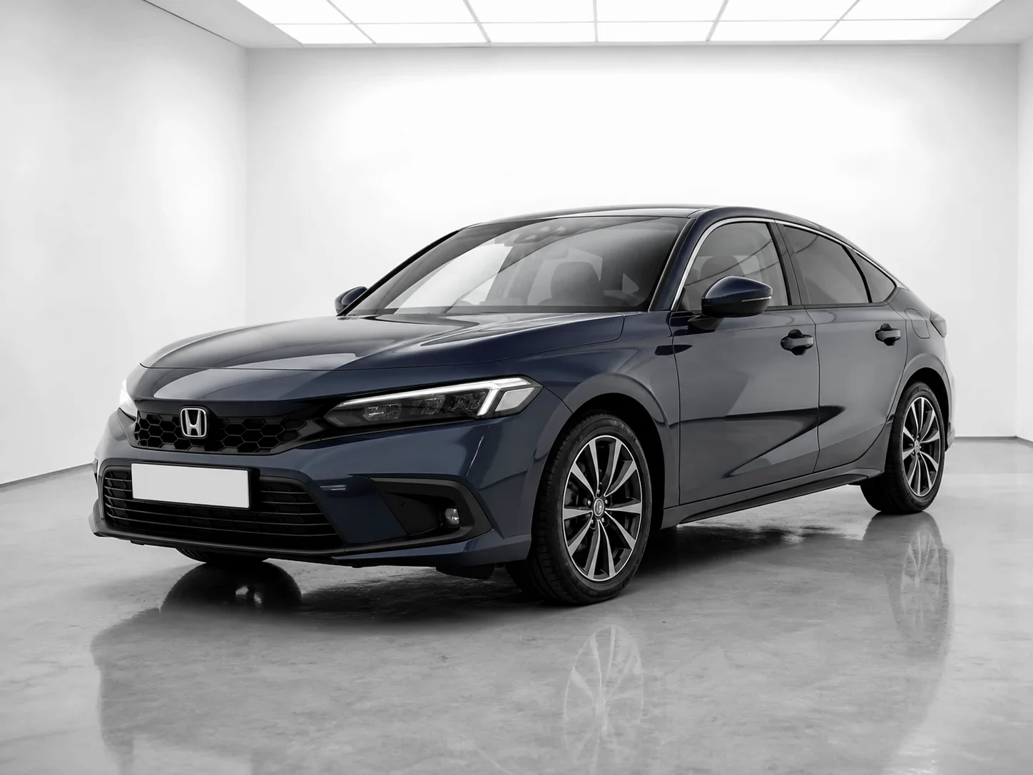 2026 Honda Civic e:HEV Advance in a white LED showroom