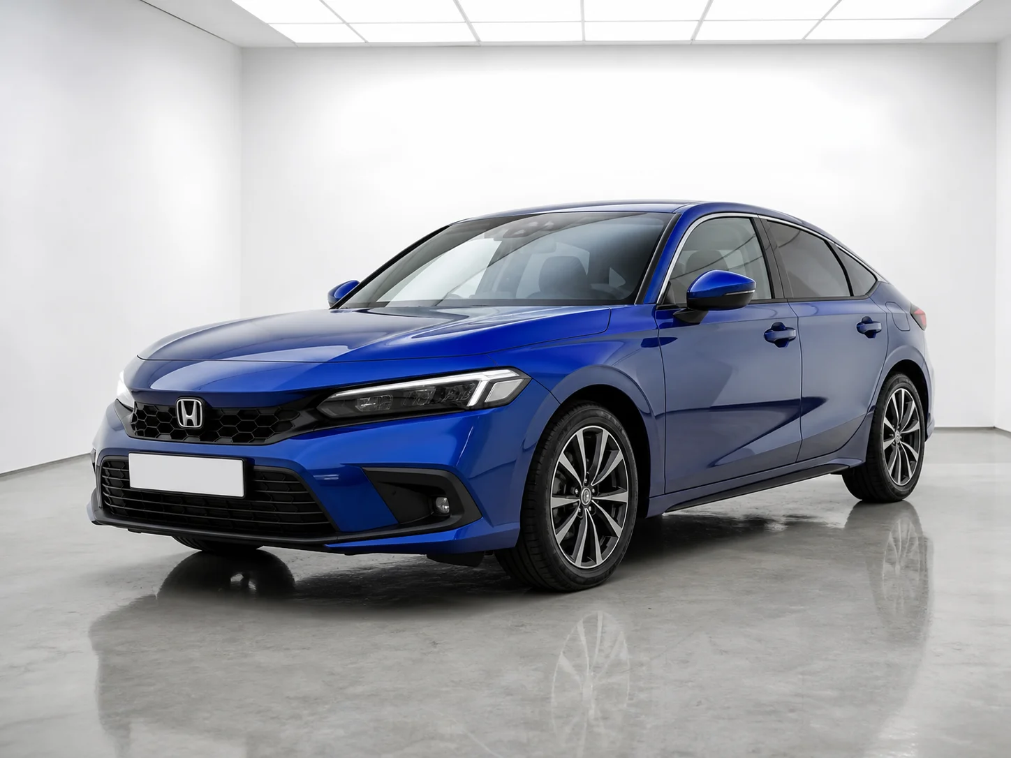 2026 Honda Civic e:HEV Advance in a white LED showroom