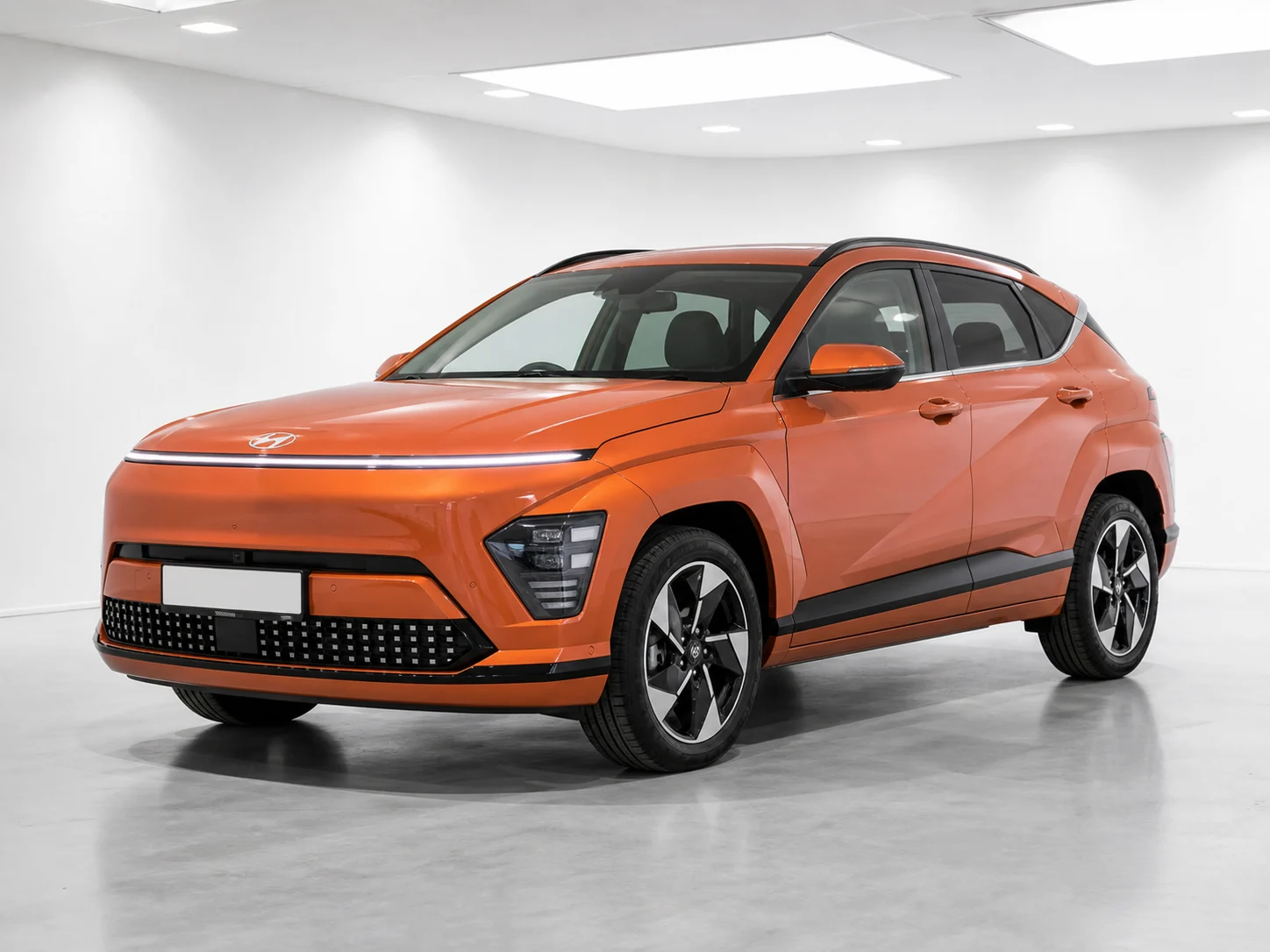 2026 Hyundai Kona Ultimate Hybrid in a white LED showroom