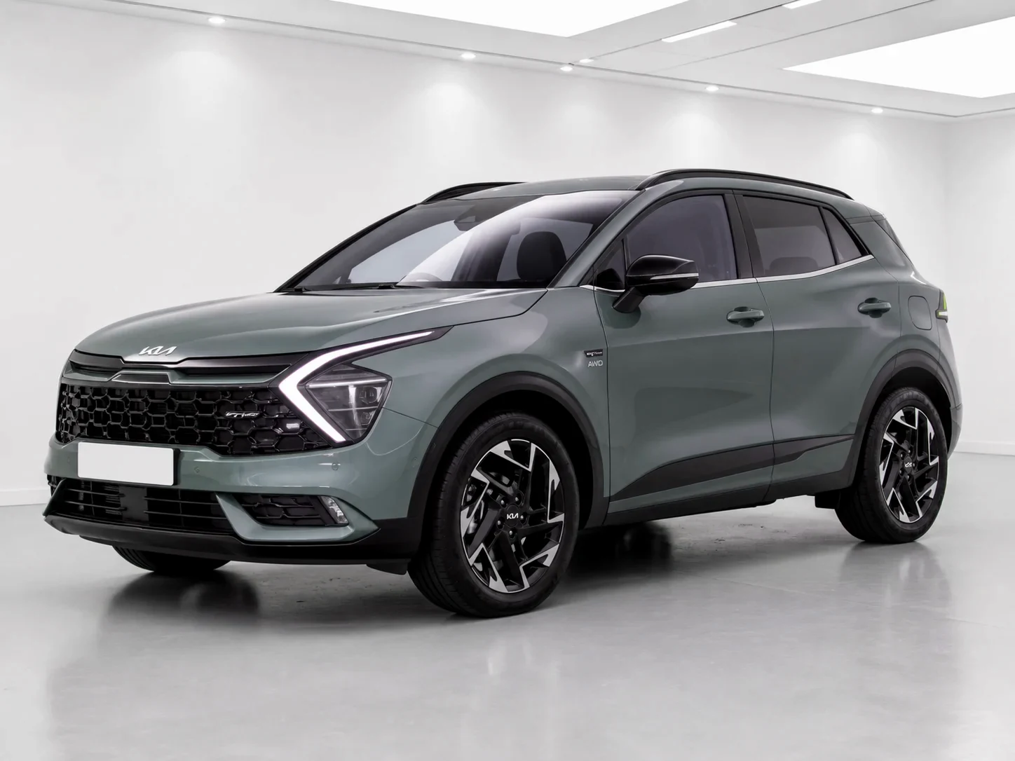 2026 Kia Sportage GT-Line S HEV AWD in a white LED showroom