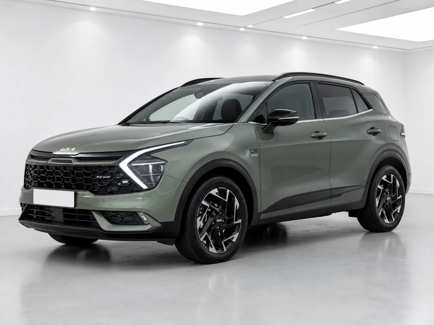 2026 Kia Sportage GT-Line S HEV AWD in a white LED showroom