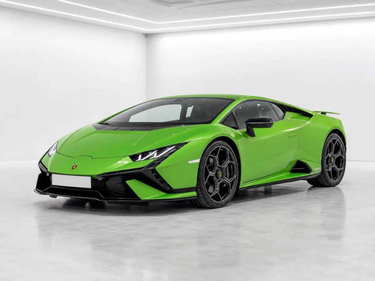 2024 Lamborghini Huracan Tecnica in a white LED showroom