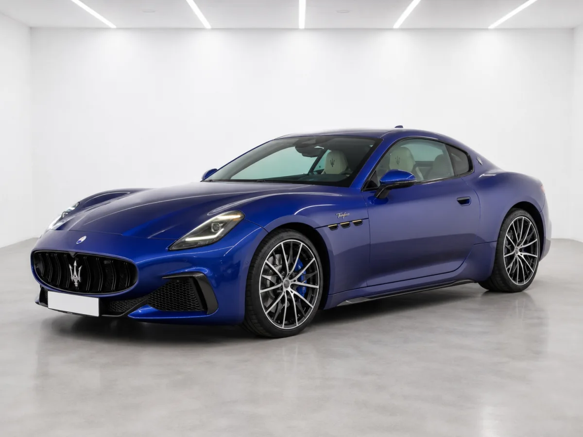 2026 Maserati GranTurismo Trofeo in a white LED showroom
