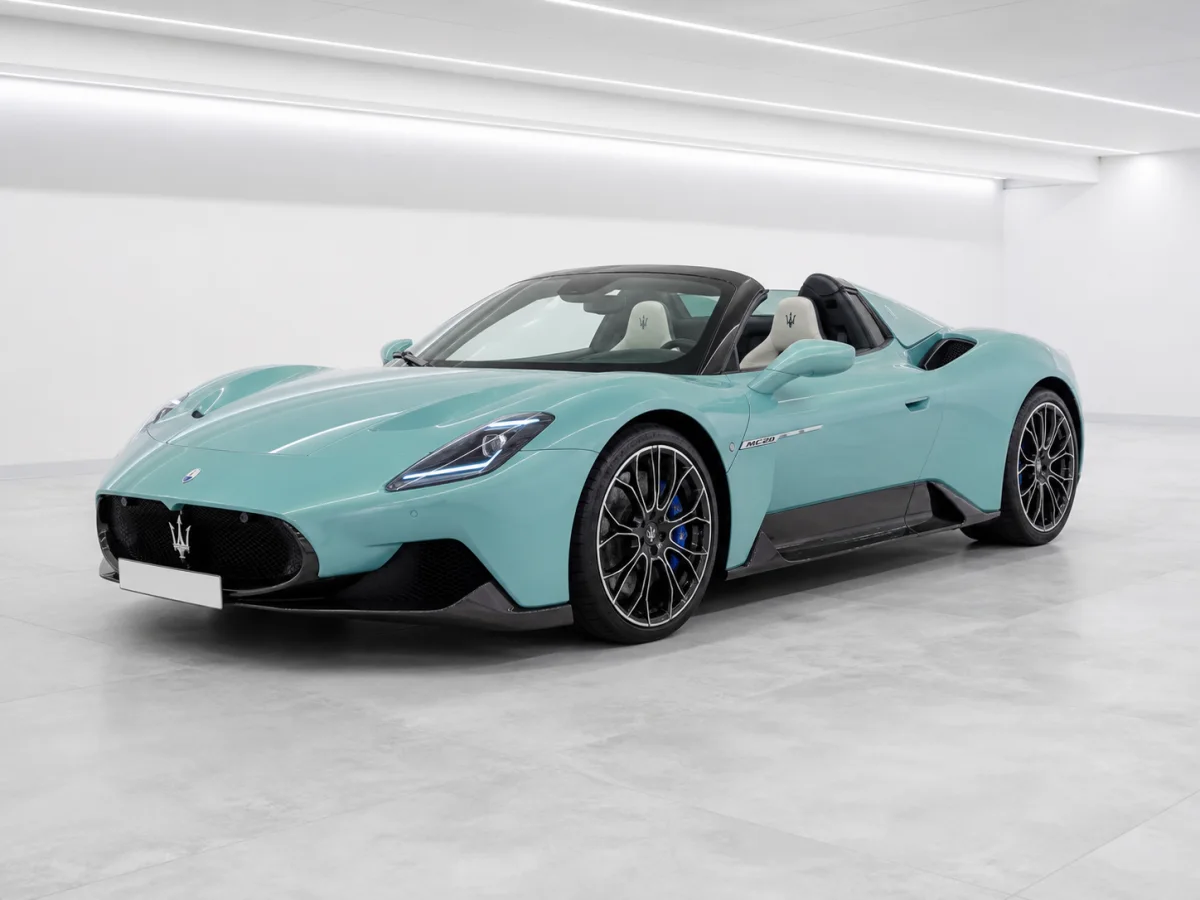 2026 Maserati MC20 Cielo Spyder in a white LED showroom