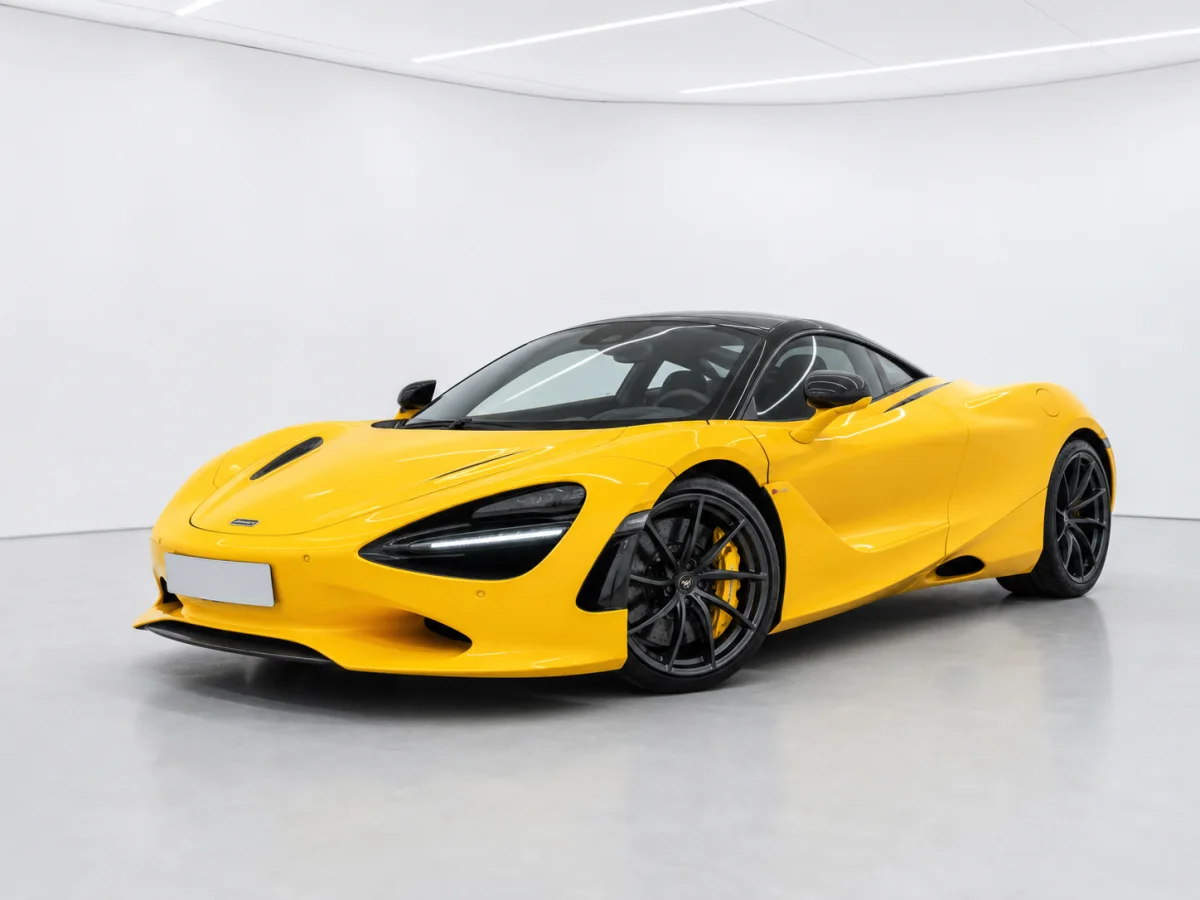 2026 McLaren 750S Coupe in a white LED showroom