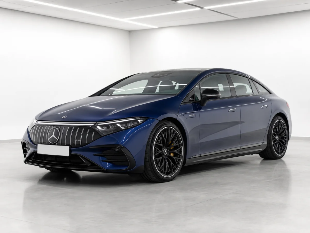 2026 Mercedes-AMG EQS 53 4MATIC+ Night Edition in a white LED showroom