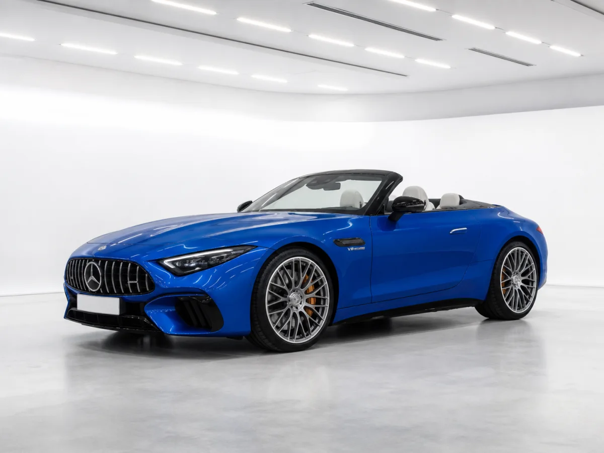 2026 Mercedes-AMG SL 63 4MATIC+ Premium Plus in a white LED showroom