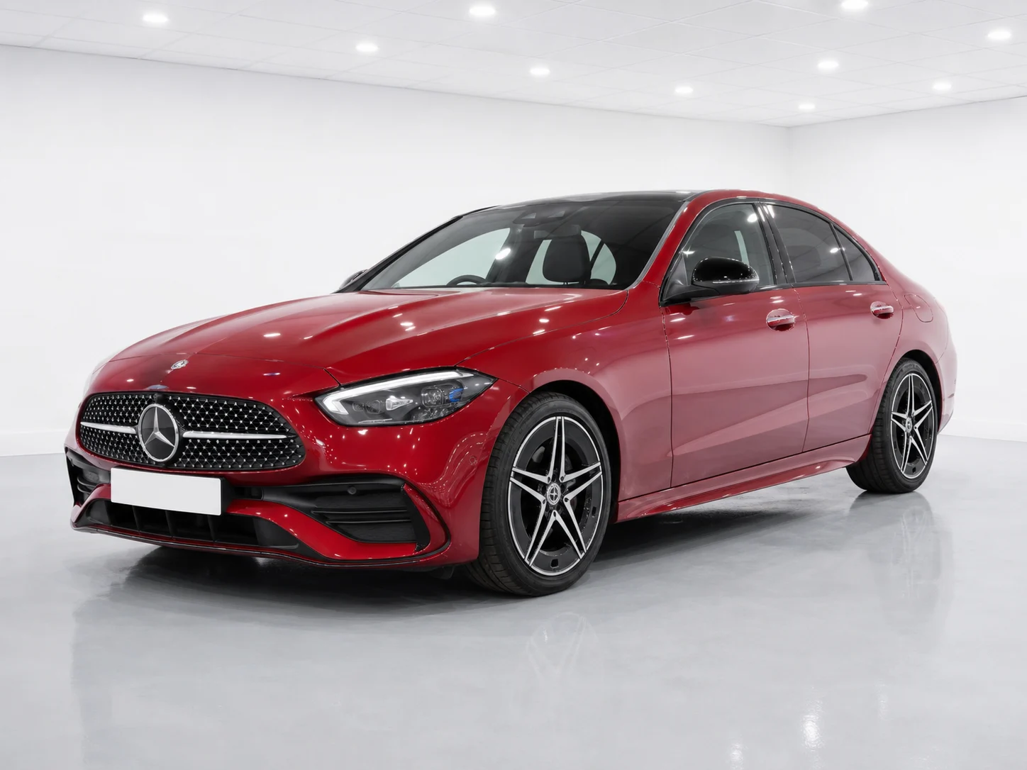 2026 Mercedes-Benz C-Class C 300 e AMG Line Premium in a white LED showroom