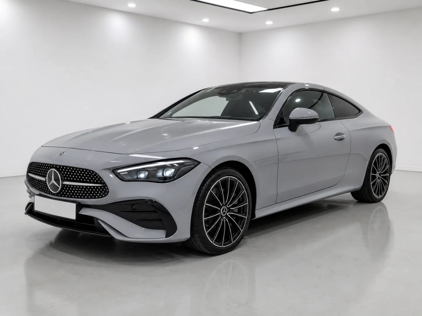 2026 Mercedes-Benz CLE Coupe CLE 300 4MATIC AMG Line Premium in a white LED showroom