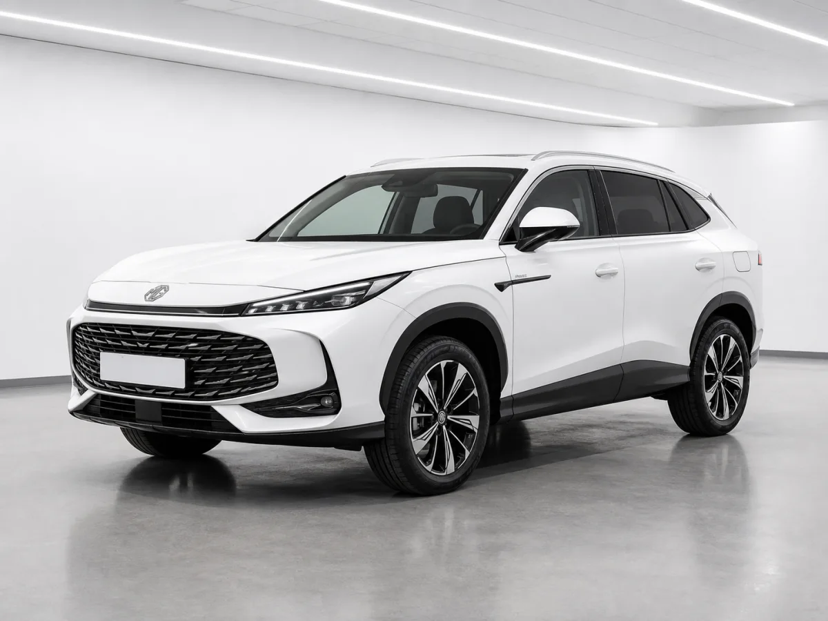 2026 MG HS Trophy Plug-in Hybrid in a white LED showroom