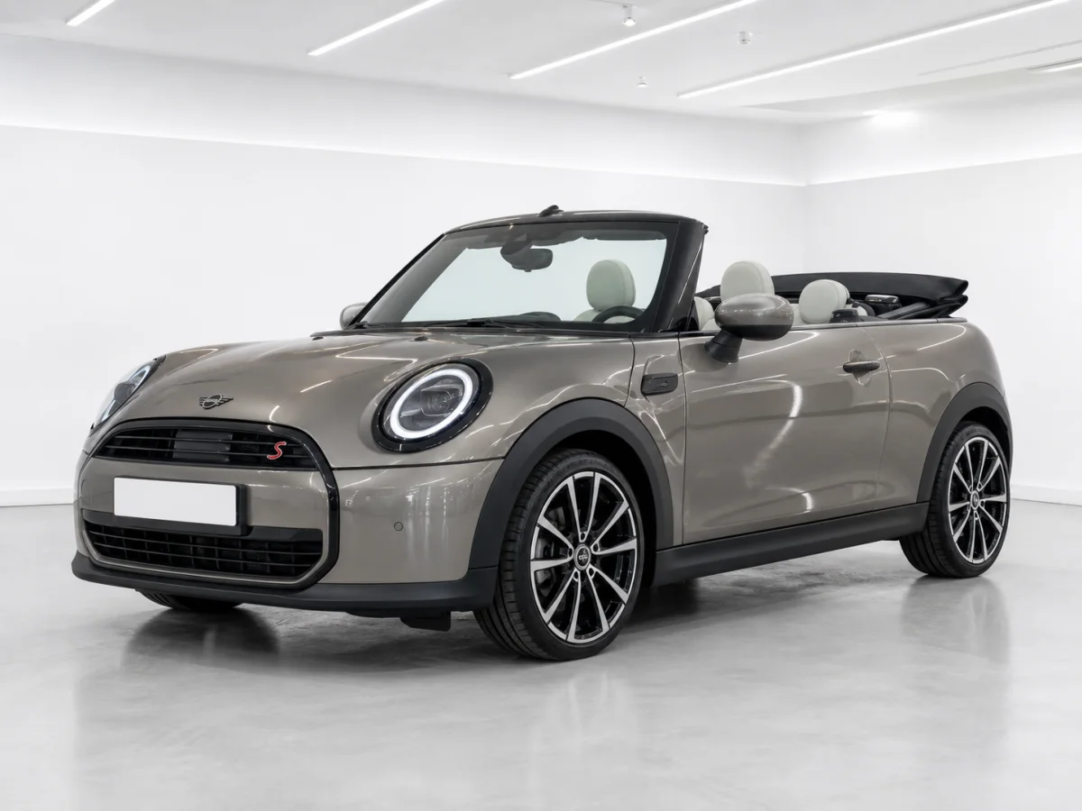 2026 MINI Cooper Convertible S Exclusive in a white LED showroom