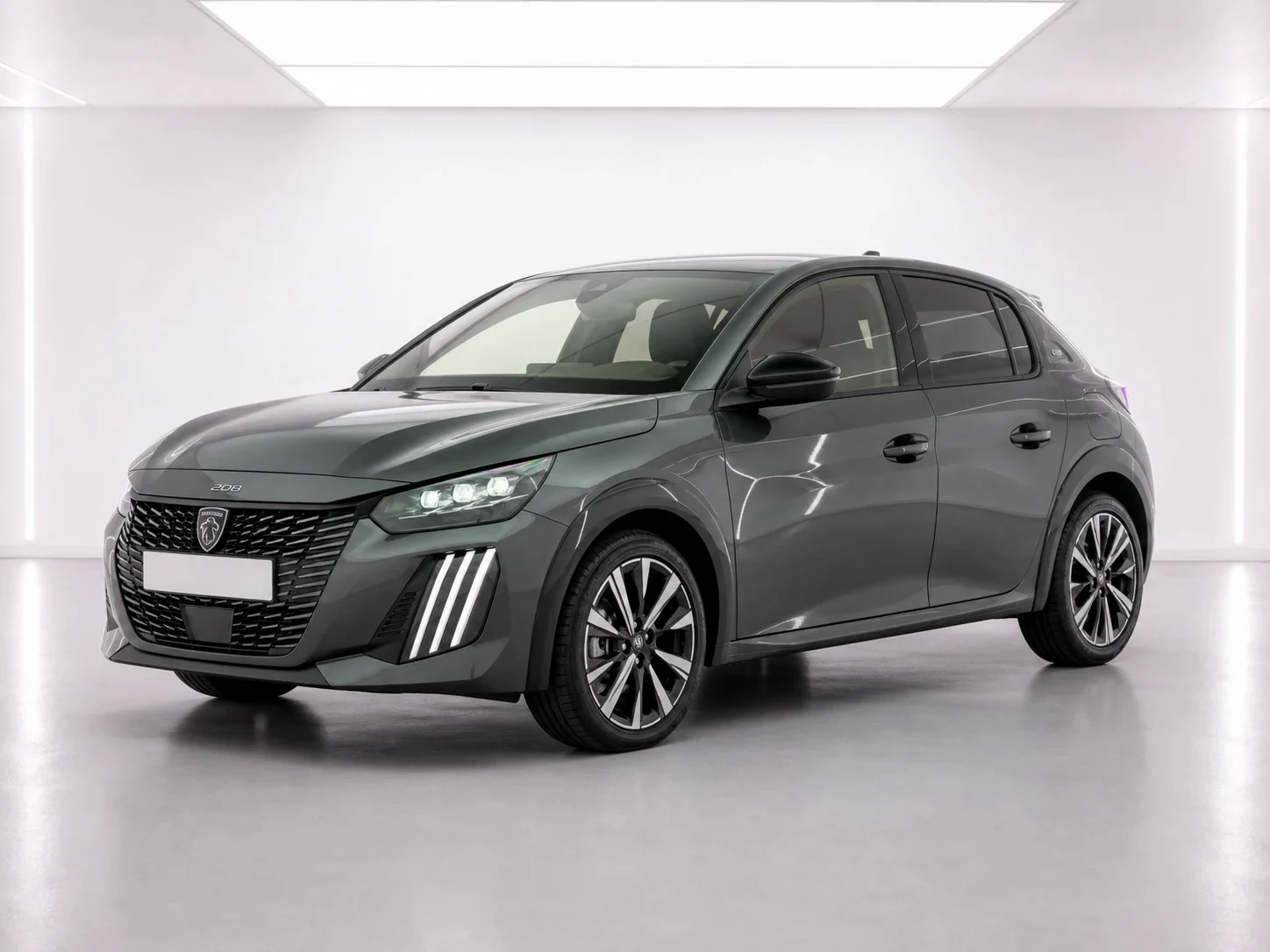 2026 Peugeot 208 GT Hybrid 145 in a white LED showroom