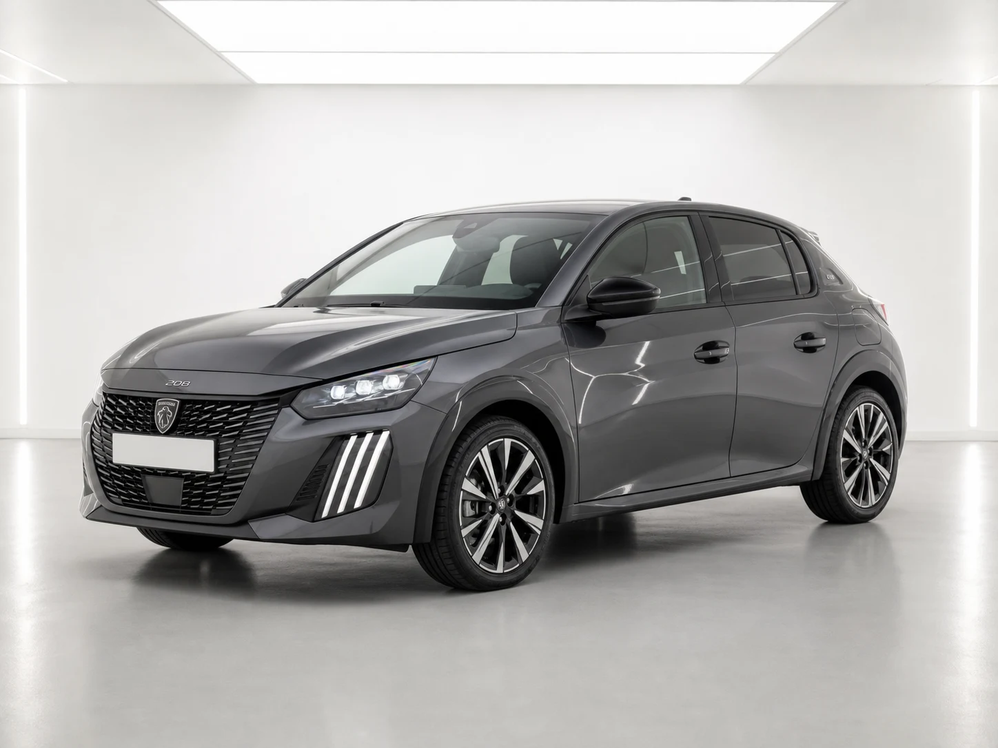 2026 Peugeot 208 GT Hybrid 145 in a white LED showroom