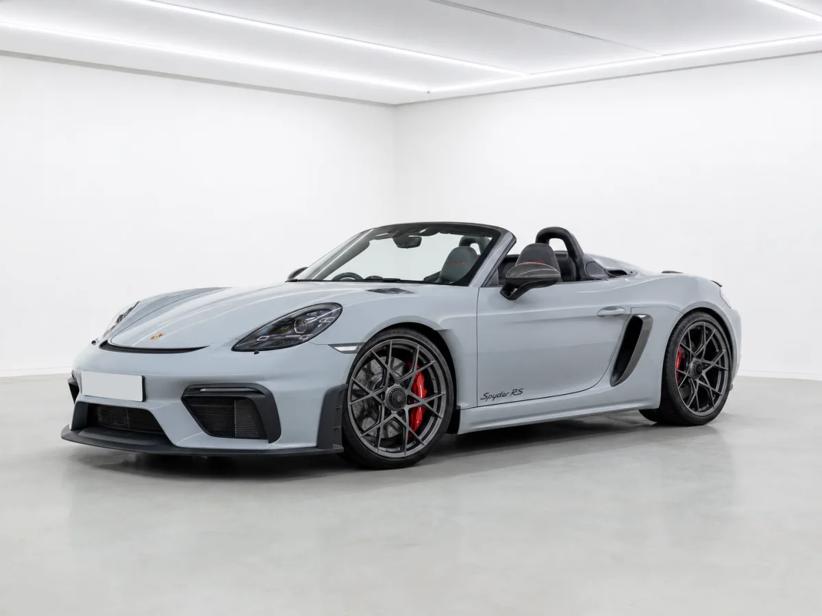 2025 Porsche 718 Spyder RS PDK in a white LED showroom