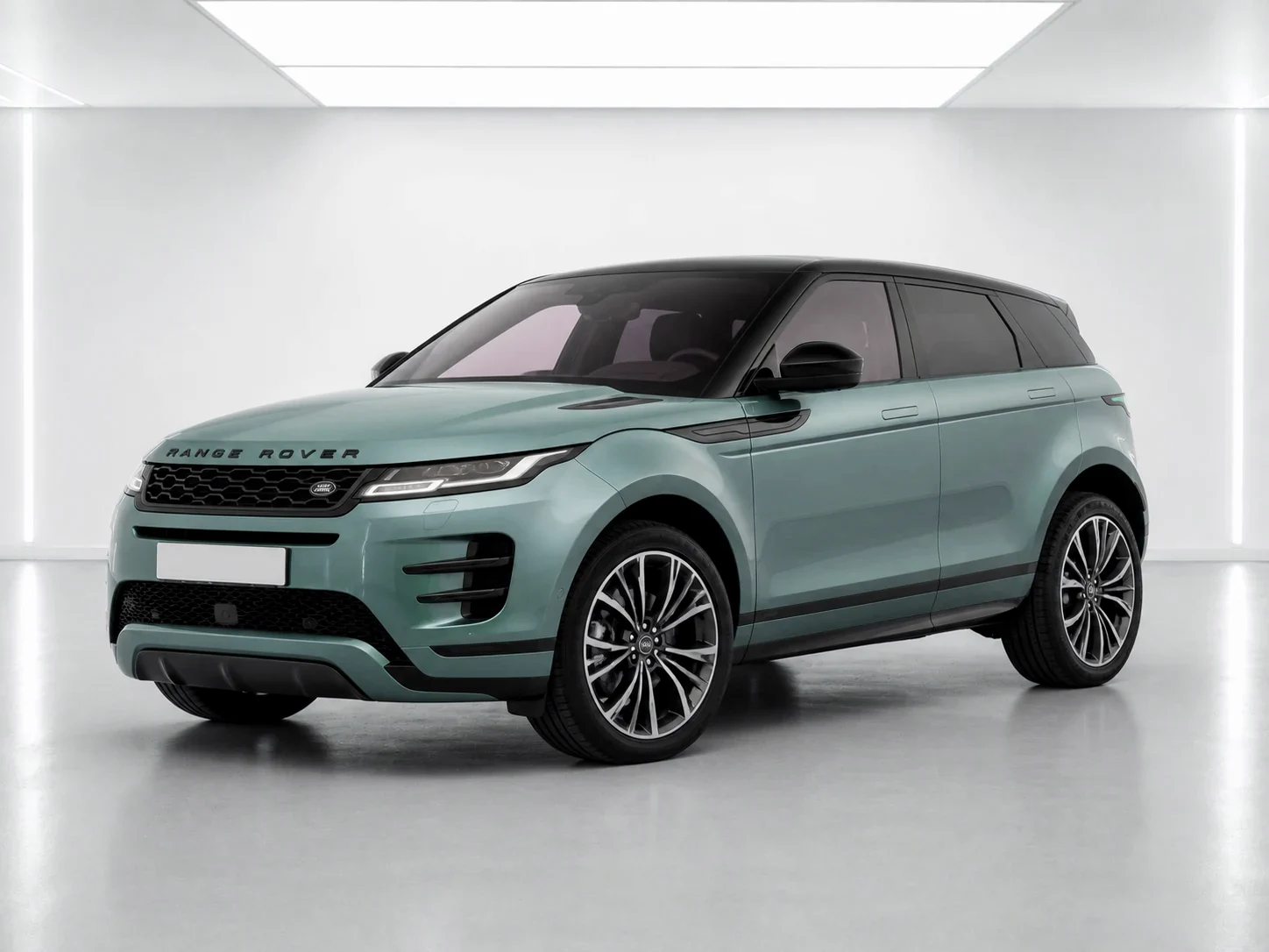 2026 Range Rover Evoque Dynamic SE P270e in a white LED showroom