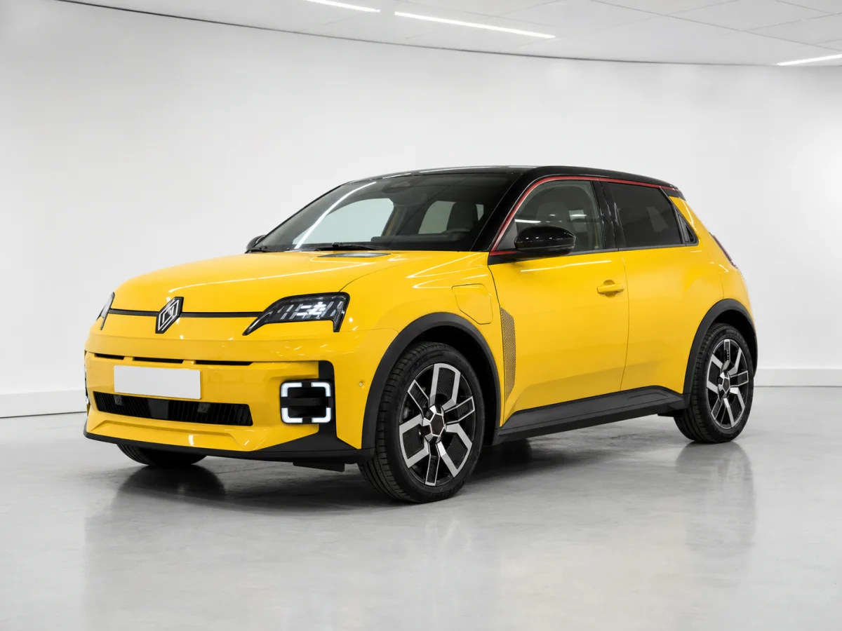 2026 Renault 5 E-Tech Iconic Five in a white LED showroom