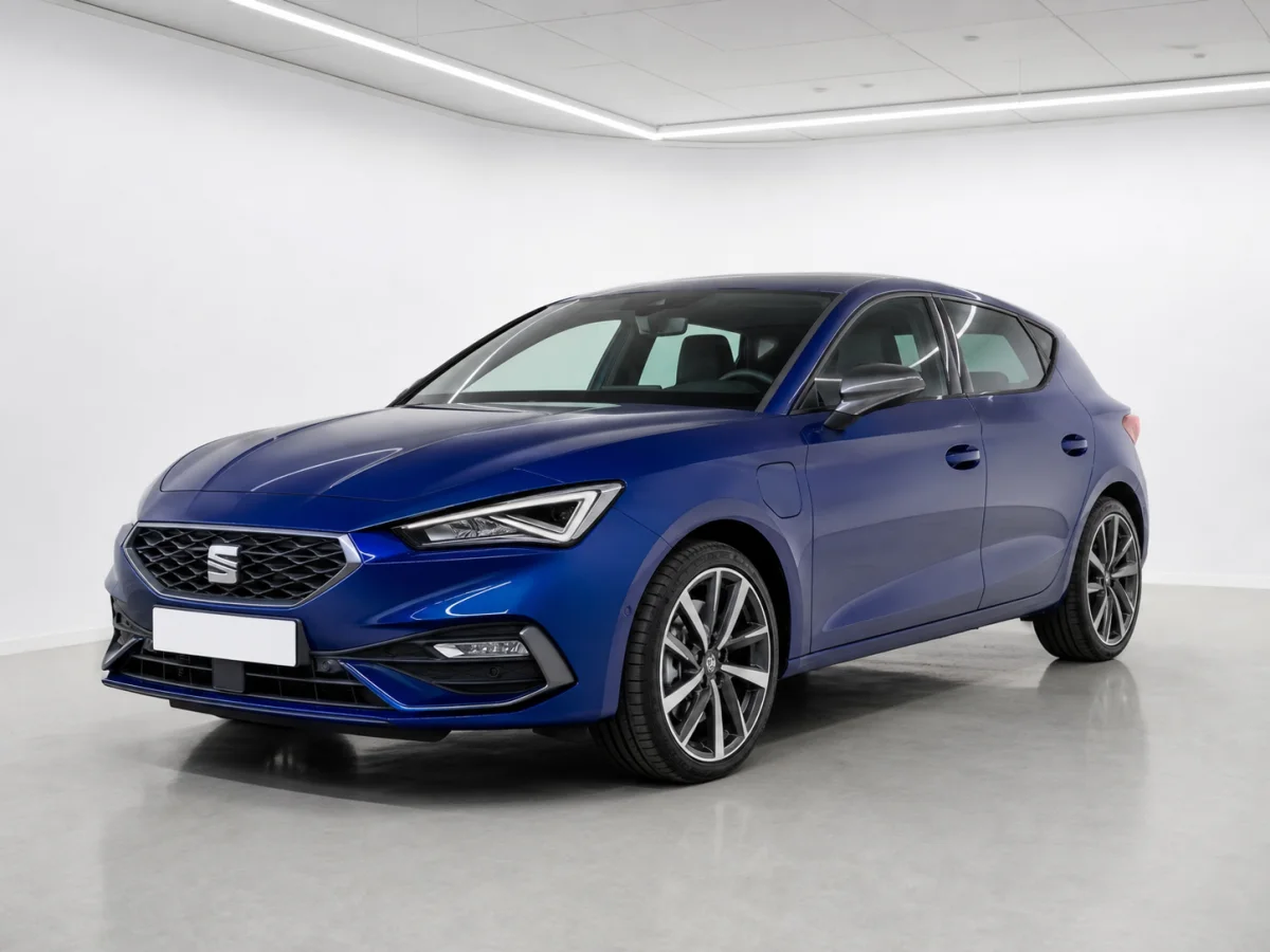 2026 SEAT Leon FR e-HYBRID DSG in a white LED showroom