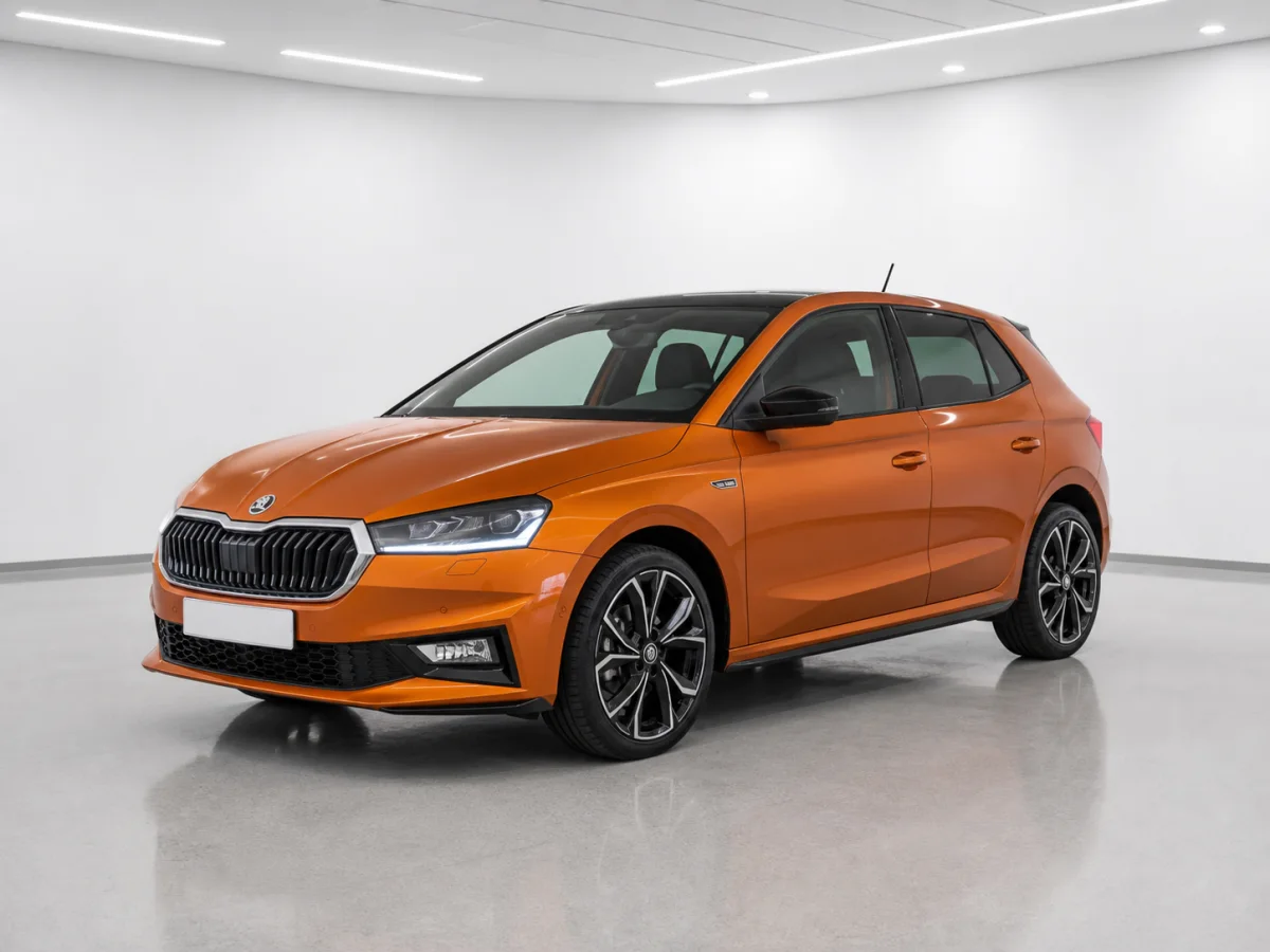 2026 Skoda Fabia Monte Carlo DSG in a white LED showroom