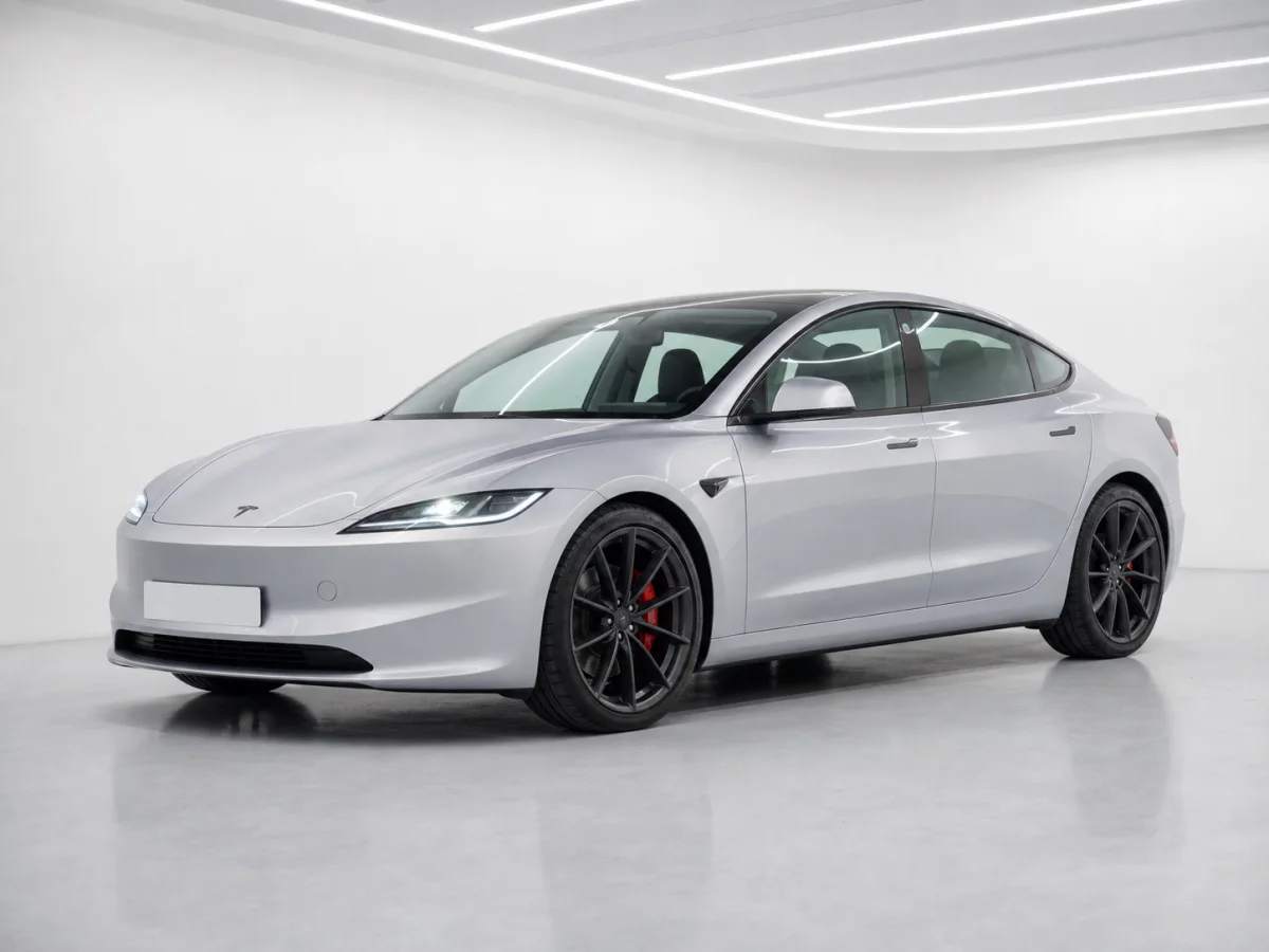 2026 Tesla Model 3 Performance in a white LED showroom