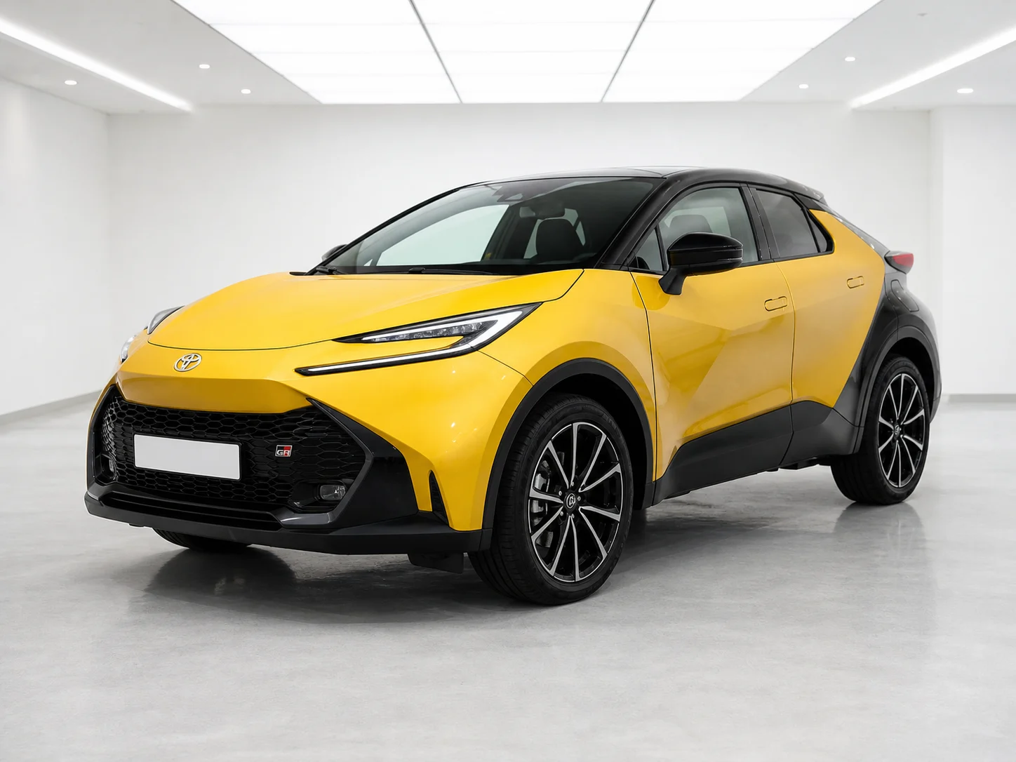 2026 Toyota C-HR GR Sport Plug-in Hybrid in a white LED showroom