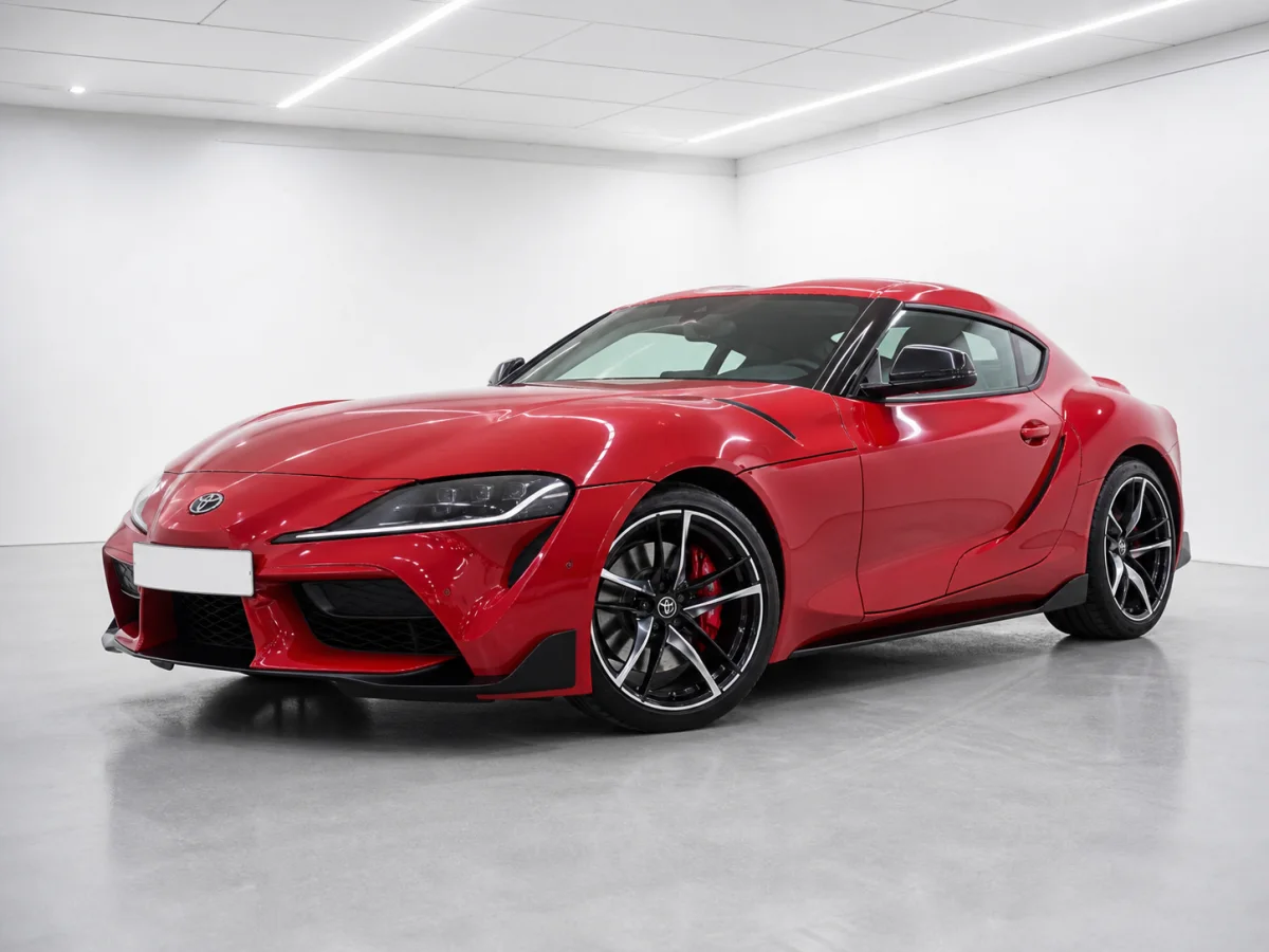 2025 Toyota GR Supra 3.0 Pro in a white LED showroom