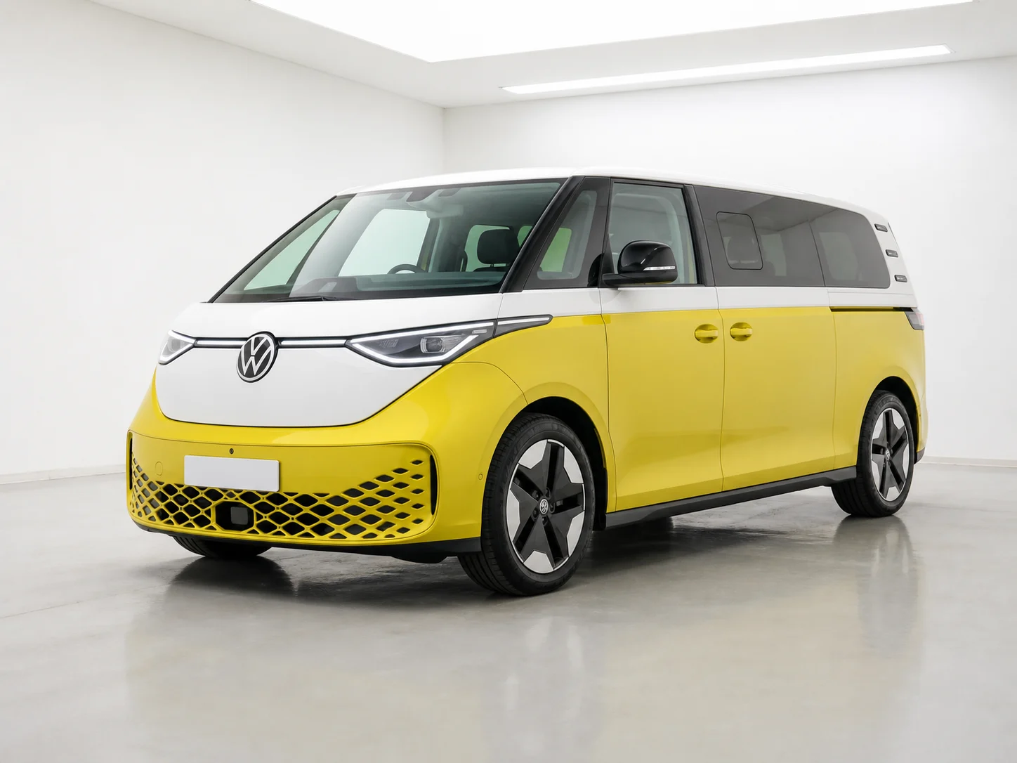 2026 Volkswagen ID. Buzz LWB Pro S in a white LED showroom