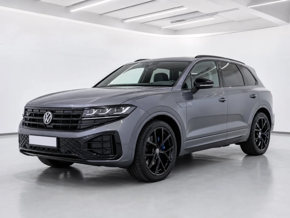 2026 Volkswagen Touareg R eHybrid in a white LED showroom