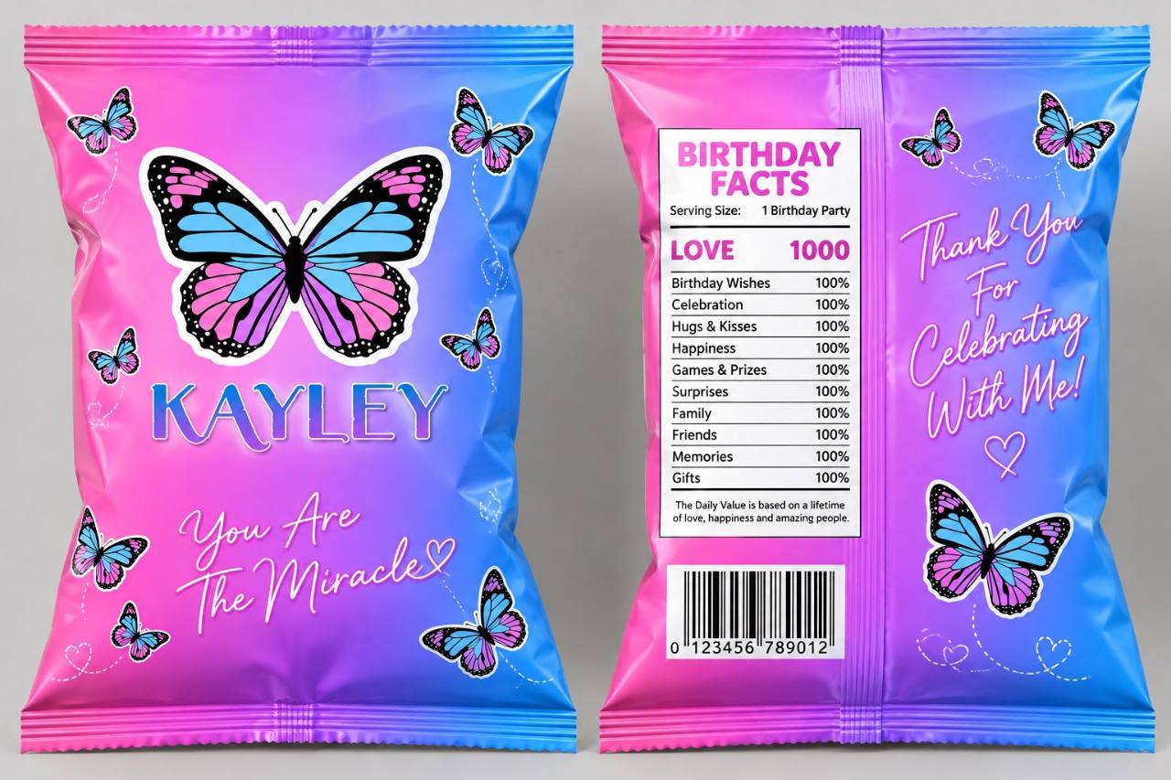 Butterfly Personalised Filled Crisp Packet