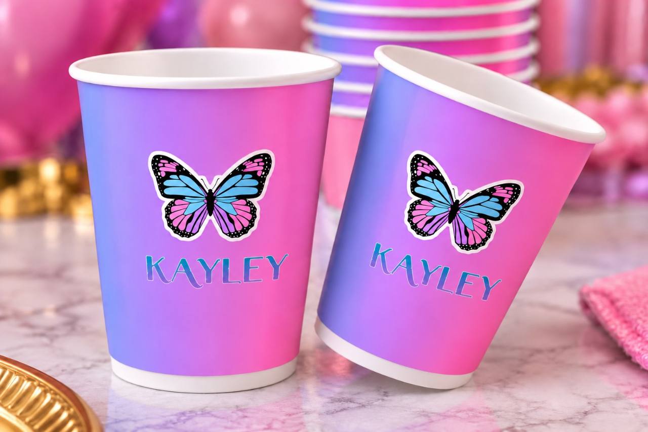 Butterfly Personalised Custom-Wrapped Paper Cup