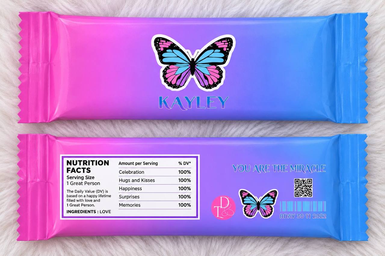 Butterfly Personalised Filled Chocolate Bar