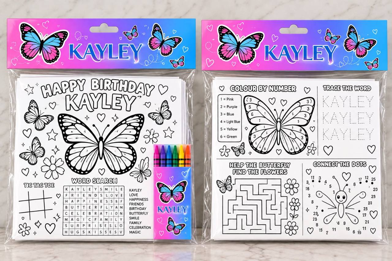 Butterfly Personalised A4 Colouring & Activity Pack