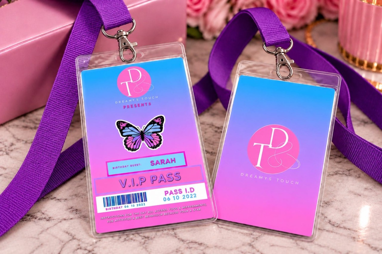 Butterfly Personalised VIP Party Pass + Lanyard