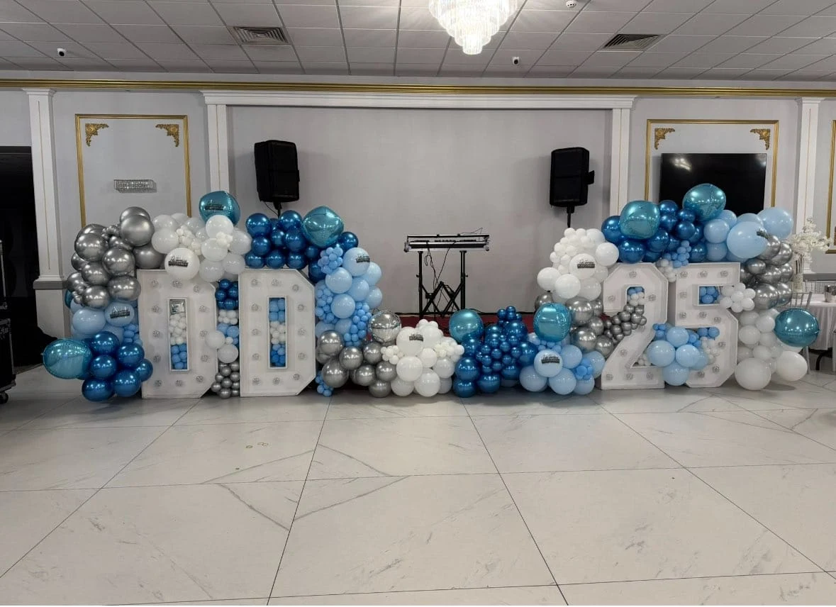 Blue & silver celebration setup