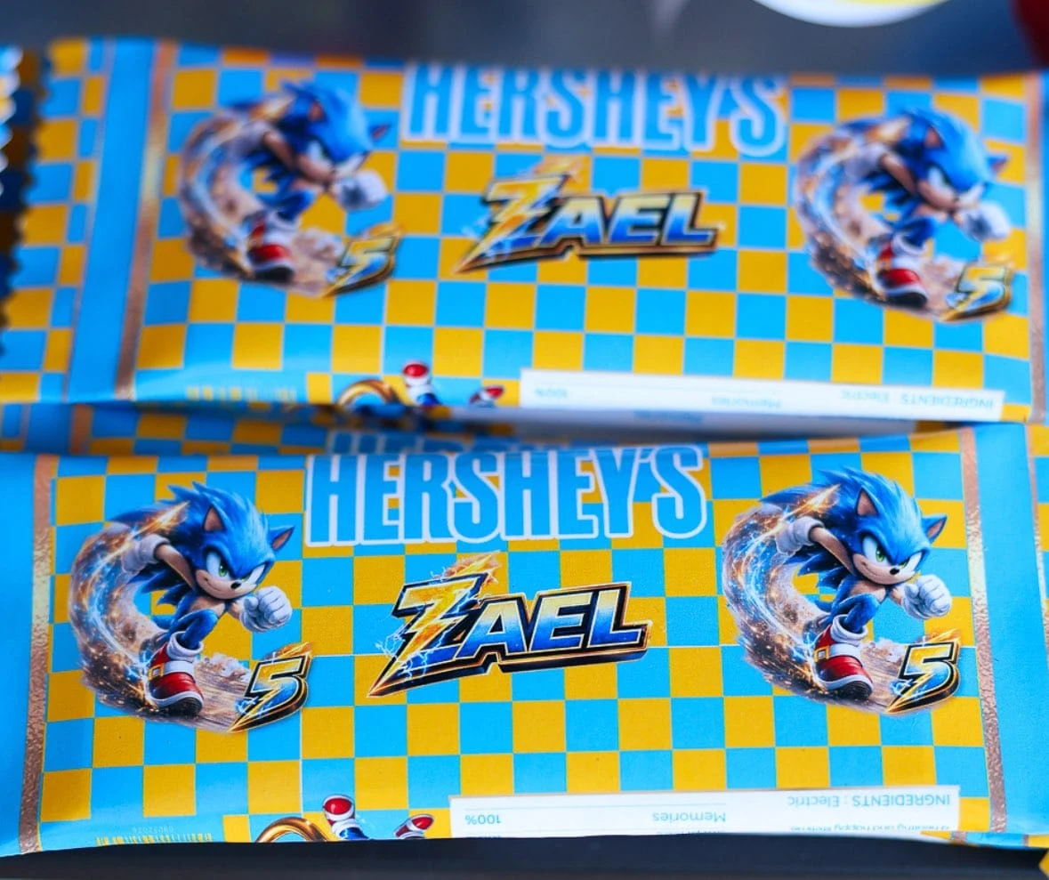 Blue & yellow chocolate wrappers