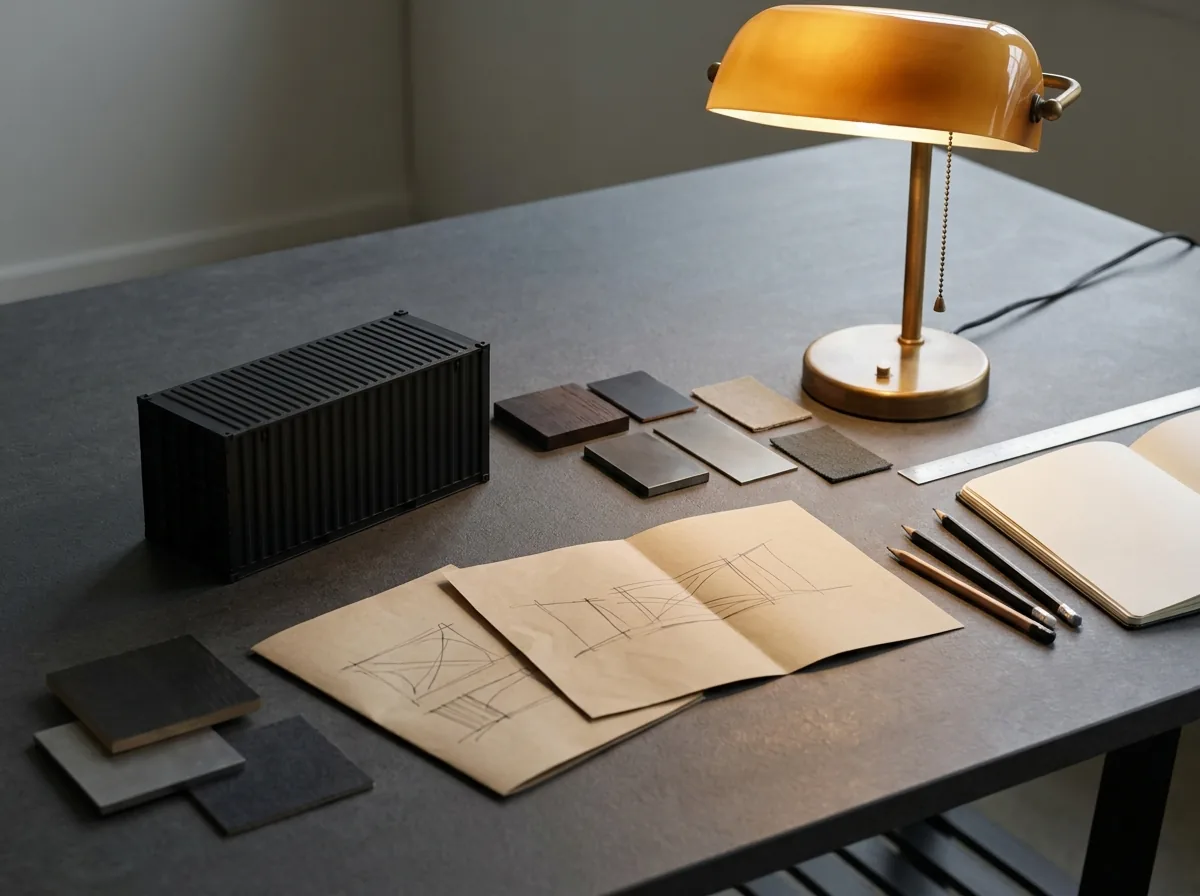 Planning materials and phone ready for sending custom container build ideas