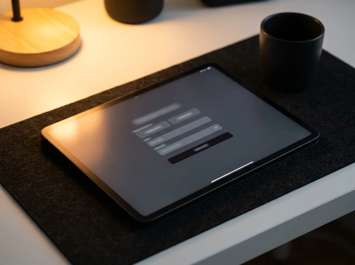 Dark tablet and materials representing contact form privacy